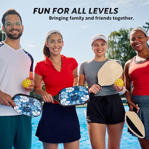 Pickleball Paddles Carbon Fiber, Lightly Textured Carbon Surface Extra Spin, Honeycomb Core Pickle Ball Set, Ergonomical Pickleball Paddles Set of 2, Lightweight Pickleball Set