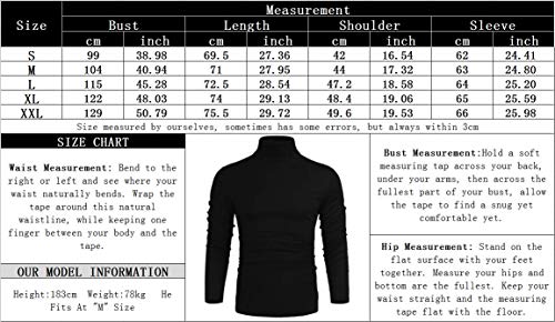 Poriff Men's Classic Turtleneck Tops Long Sleeve Slim Fit Knitted Cotton Pullover Sweaters Green Plaid S