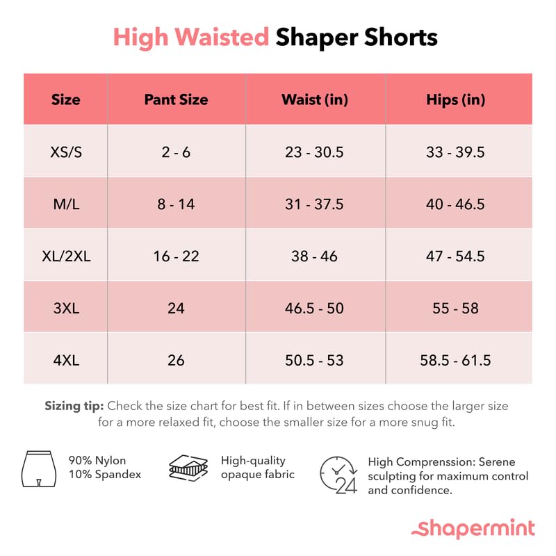 SHAPERMINT High Waisted Body Shaper Shorts - Shapewear for Women Tummy Control Small to Plus-Size Nude Large/Medium
