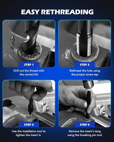 Orion Motor Tech Thread Repair Kit, SAE and Metric Helicoil Repair Kit with HSS Drill Bits Inserts Taps Break Off Tools, Rethreading Tools in 1/4" 5/16" 3/8" 7/16" 1/2" & M5 M6 M8 M10 M12 Sizes