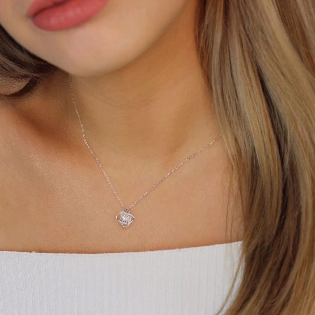 IEFLIFE Sister Gifts Sister Necklace, 925 Sterling Silver Love Knot Pendant Necklace Sister Jewelry Mothers Day Valentines Gifts Sister Gifts from Sister for Her