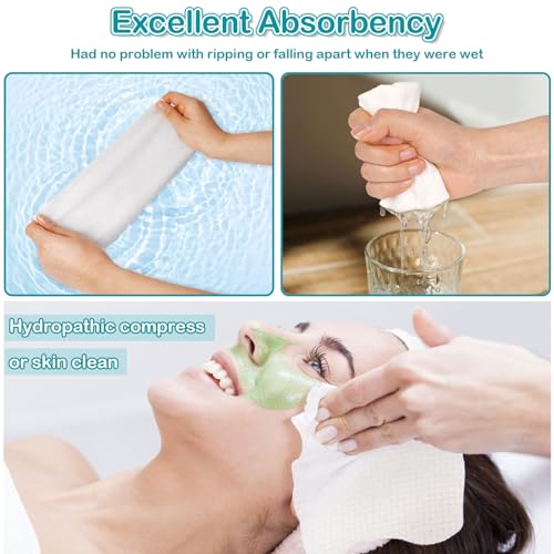 Disposable Face Towel XL Storaged with Luxe Bamboo Box, Face Towelettes Disposable 50 Count, Facial Towel Makeup Remover Cloth and Facial Wash Dry Wipes