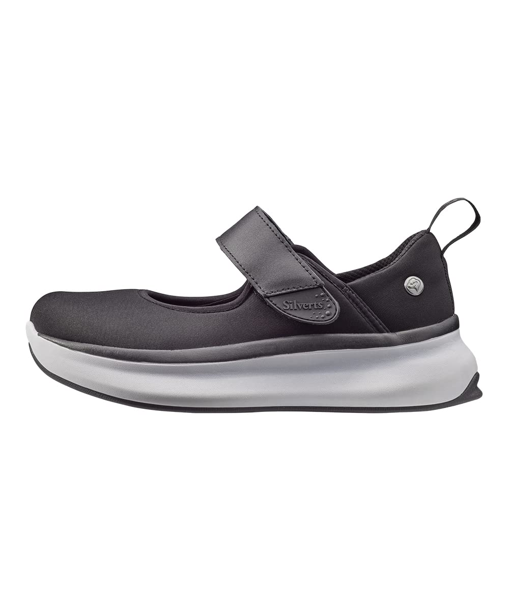 Silvert's Adaptive Clothing & Footwear Women’s Extra Wide Mary Jane Walking Shoes with Easy Touch - Black 8.5