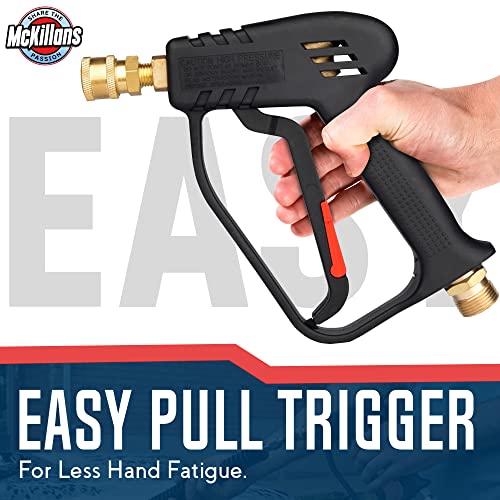 McKillans® Short Pressure Washer Gun with Swivel - High Pressure Water Handle with 3/8" Male Plug and 1/4” Quick Connector Coupler - Power Washer Gun Compatible with Foam Cannon - Car Wash Foam Gun