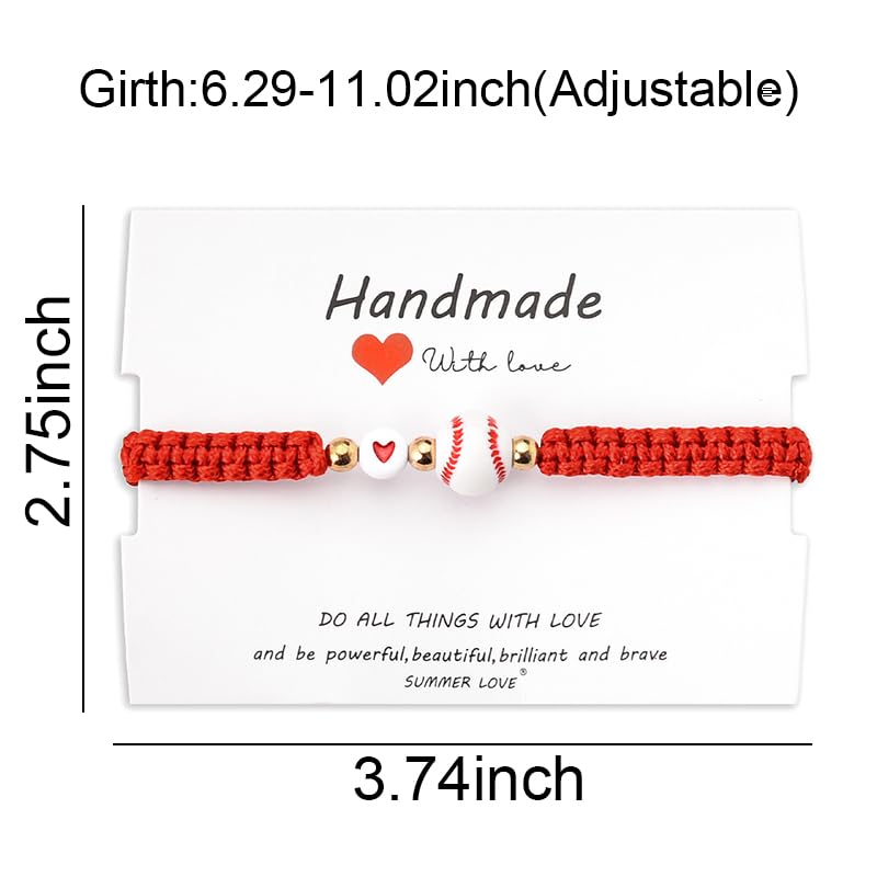 Red Wristbands Baseball Bracelet for Daughter Sister Niece Christmas Birthday Gifts for Baseball Fans Players Gifts for Boys Girl Good Luck Gift for Baseball Teams Teammates Inspirational Bracelet