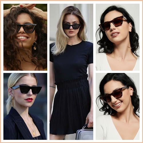 ANDWOOD Cat Eye Sunglasses for Women Polarized Cateye Frames Fashion Vintage Square Classic Retro Sun Glasses