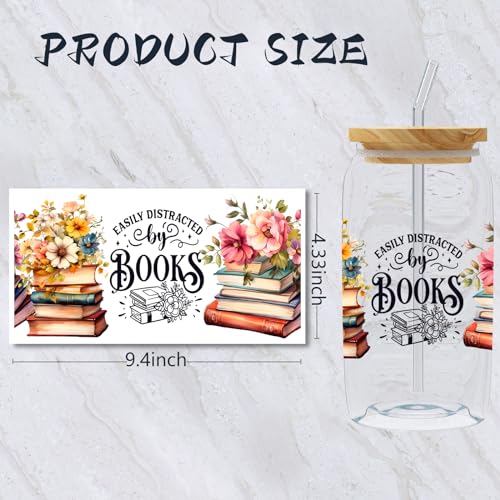 Dorsbaby 8 Sheets UV DTF Cup Wraps for 16 OZ, The Waterproof Items Can be Widely Used on Glass Can and Wooden Crafts (Books and Flowers)
