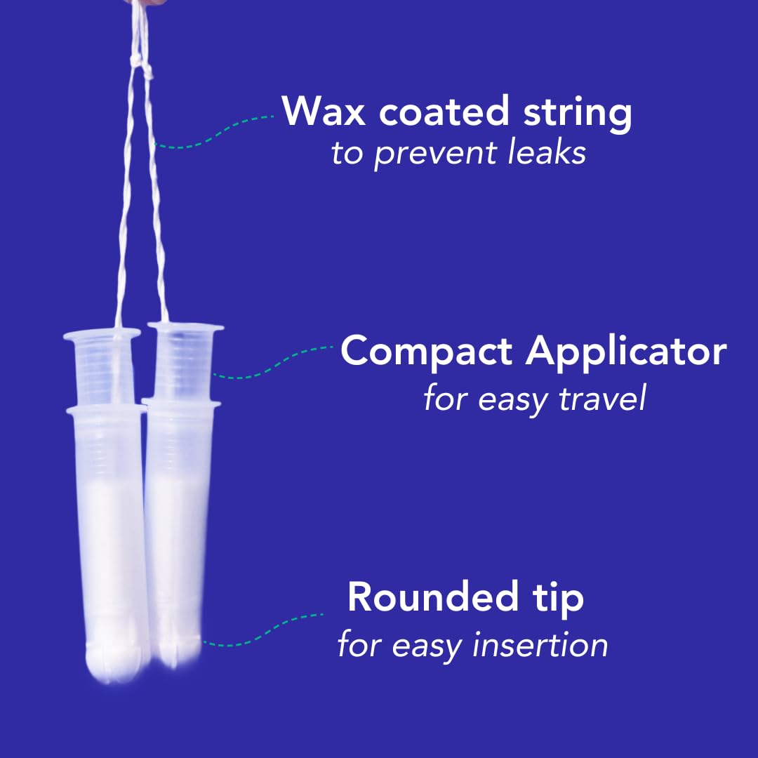 100% Organic Cotton Easy Glide Tampons with Compact Plant-Based Applicator | Third-Party Checked for Metals | Biodegradable Wrapping | 18 Count, Fragrance Free, Toxin Free | Light Tampon | by Marlow