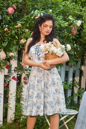Women's Summer Casual Sundress 2024 Square Neck Pink Floral Dress with Pocket Cute Flowy Dress Pink Floral S