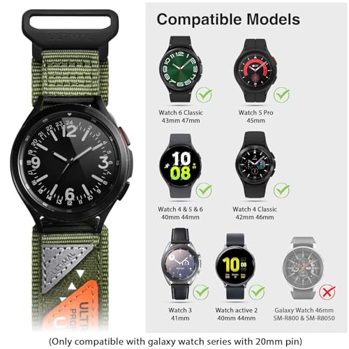 ULTIMAL Compatible with Samsung Galaxy Watch 7 40mm 44mm(2024), for Samsung Galaxy Watch 6 Band 40mm Smart Watch Band for Women Men,20mm Sport Nylon Strap Designed for Galaxy Watch 5 Pro Band 45mm/Galaxy Watch 4 40mm 44mm/4 Classic 42mm 46mm (YELLOW, Extr