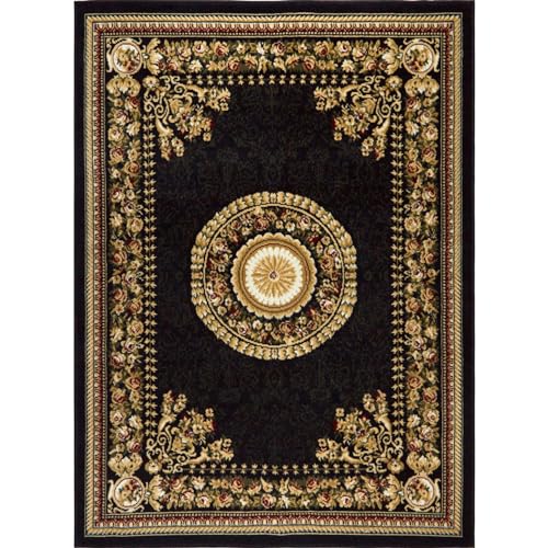Home Dynamix Optimum Area Rugs, 21"X35", Medallion Black