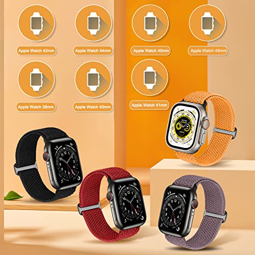 ShuYo Compatible with Apple Watch Bands 38mm 40mm 41mm 42mm 44mm 45mm 49mm,Adjustable Soft Solo Loop with Buckle Woven Elastic Sport Bands for iWatch Series Ultra/SE/8/7/6/5/4/3/2/1(38 40 41MM)