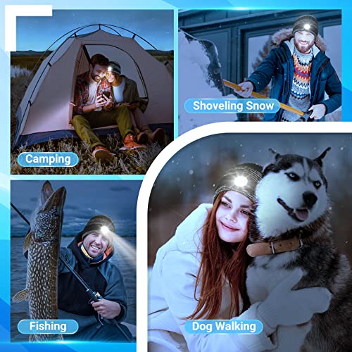 TAOCANTAO Beanie with Light Mens Gifts Unique - Stocking Stuffers for Women Men Rechargeable LED Knitted Beanie Hat for Grandpa Dad Him
