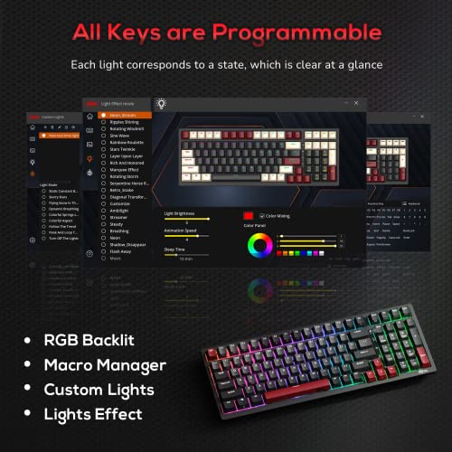 RK ROYAL KLUDGE RK98 Wireless Mechanical Keyboard,100 Keys Triple Mode 2.4G/BT5.1/USB-C, Hot Swappable Gaming Keyboard with Numpad RGB Backlit 3750mAh Battery NKRO, Linear Speed Silver Switch, Black