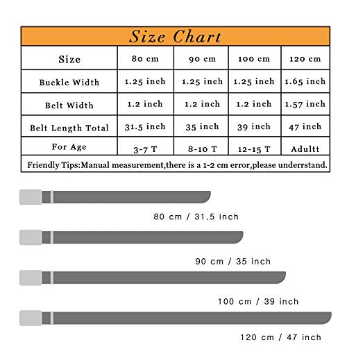 AWAYTR Boys Canvas Web Belts - 2PCS School Uniform Cotton Belt Adjustable in Four Sizes, Suitable for Girls(80cm,Brown/Black