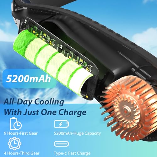 Kternay Bladeless Neck Fan - Portable Neck Fan with 3 Wind Speed,USB Rechargeable Personal Neck Fan, Hands-Free Design USB Fan - Ideal for Outdoor Activities and Travel