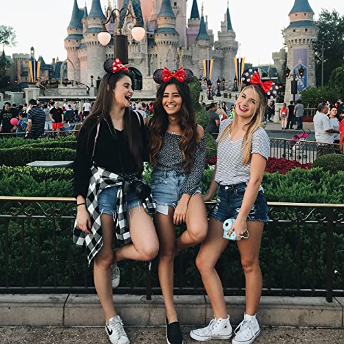 YUNISS 2 PCS Mouse Ears, Shiny Red Sequin Bow Mouse Ears Headbands for Adult Women Girls Christmas Birthday Party (Red)