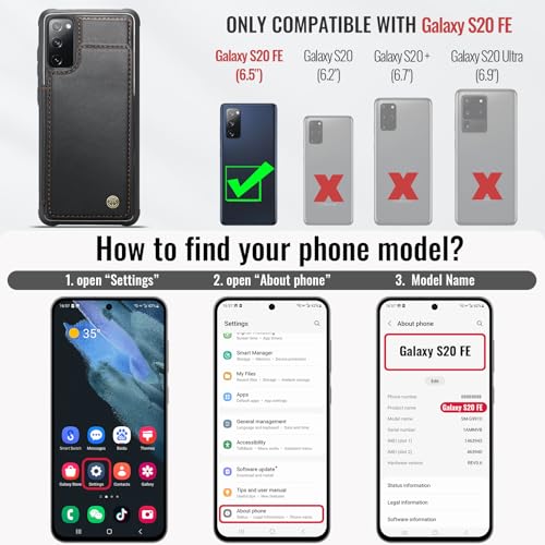 Vinich for Samsung Galaxy S20 FE Wallet Case with Card Holder, RFID Blocking Credit Slots Kickstand Shockproof Phone Cover for Women Men, Black