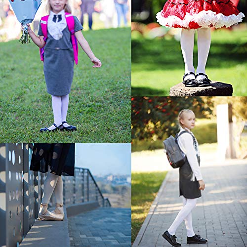 MANZI Ballet Tights for Girls Footed Dance Tights 3 Pairs Ultra-Soft Age 4-6 Black Medium