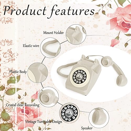 ROOMEDAL Audio Guest Book Wedding Phone, Record Customized Audio Message with Guest Book Retro Phone Audio GuestBook for Wedding Birthday Party Confession Audio Message Voicemail (Beige - Key)