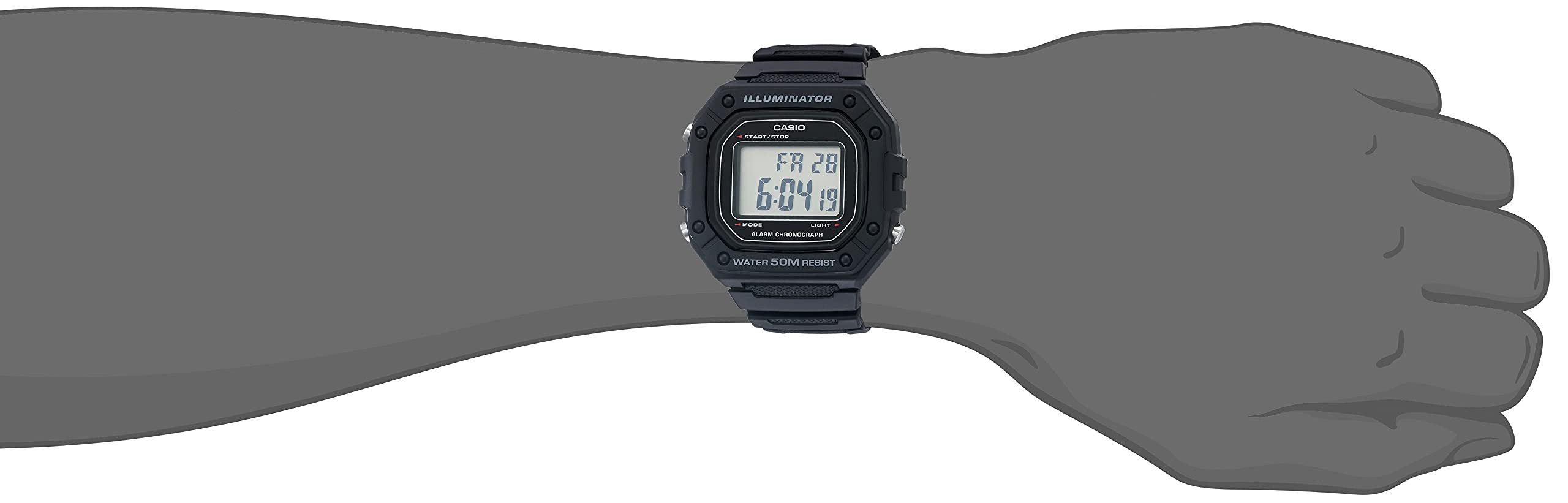 Casio Men's W-218H-1AVCF Classic Digital Display Quartz Black/Grey Watch