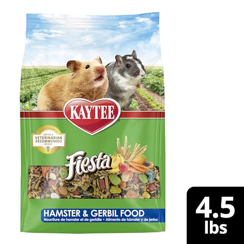 Kaytee Fiesta Hamster & Gerbil Food, Nutritious and Fun Blend, Supports Dental Health and Digestion, 4.5 pounds