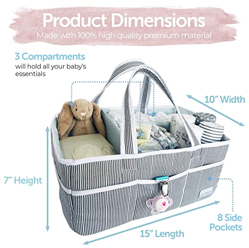 Lily Miles Baby Diaper Caddy - Large Organizer Tote Bag for Baby essentials Boy or Girl - Baby Shower Basket - Nursery Must Haves - Registry Favorites - Newborn Caddie Car Travel