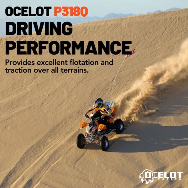 Ocelot 25x12x9 ATV/UTV Tire with Non-Directional Tread, Self-Cleaning Lug Design, Great Flotation - 25-Inch