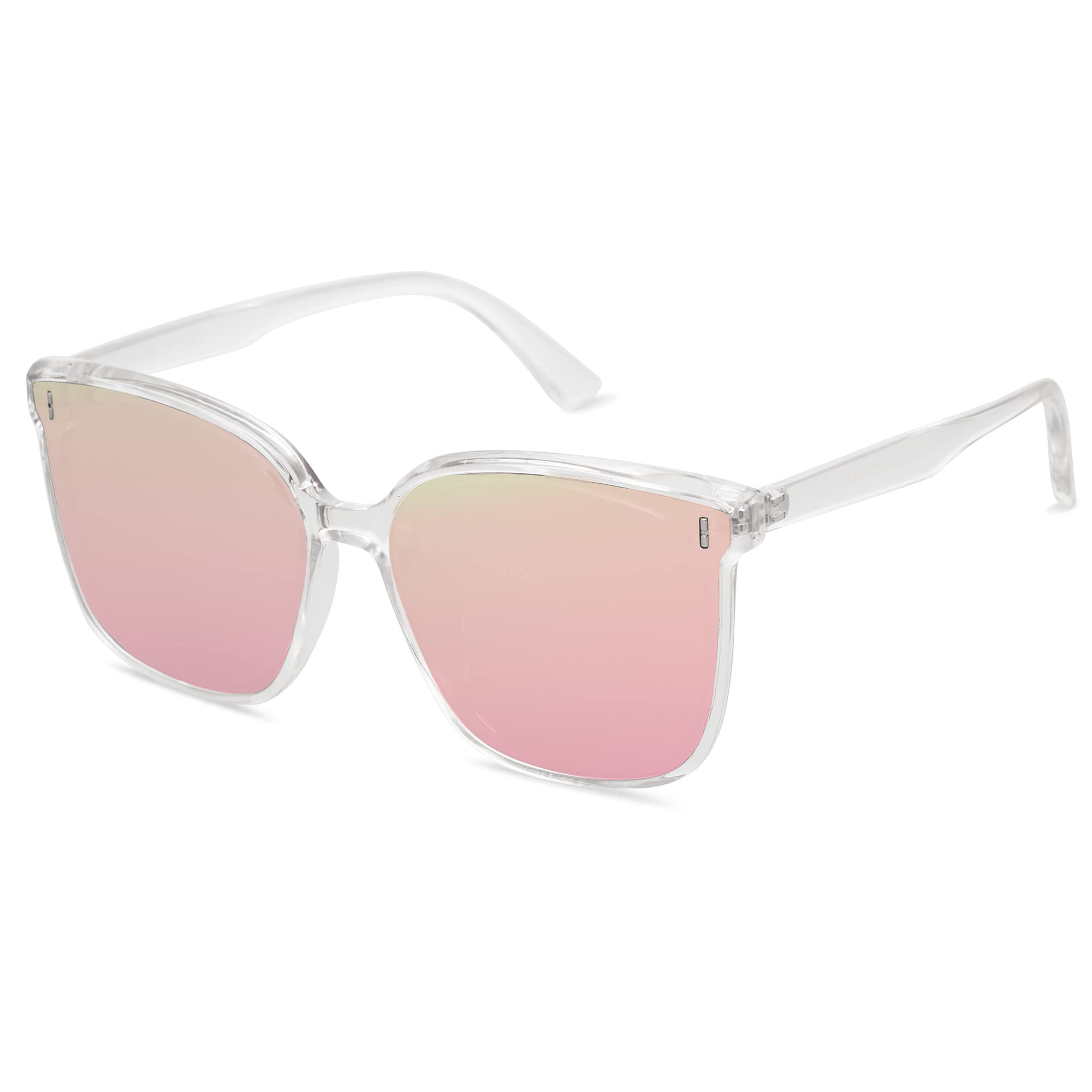 SOJOS Sunglasses for Women Men Vintage Style Shades SJ2157,Clear/Pink