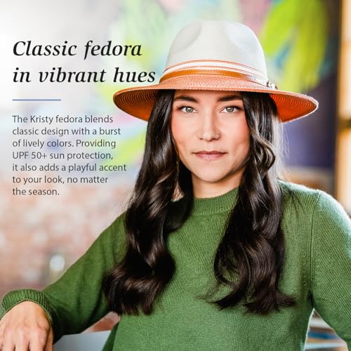 Wallaroo Women’s Kristy Fedora (Ivory/Black) – UPF 50+ UV Protection, Wide Brim, Packable, Adjustable, Medium Size – Women’s Fedora Sun Hat for Travel, Outdoor Adventures, Beach, Spring & Summer