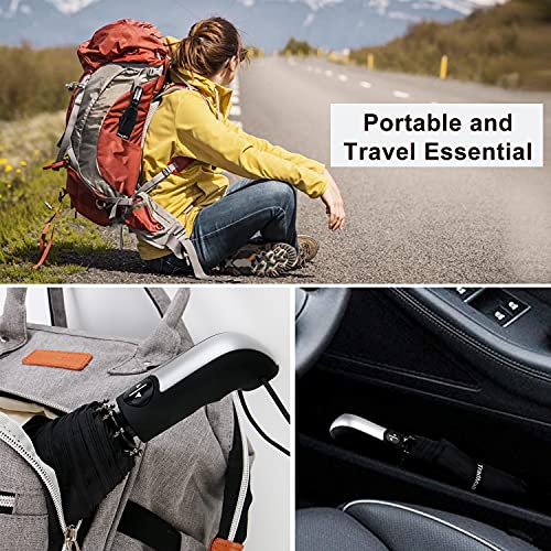 TradMall 2 Pack Travel Umbrella Windproof 56 Inches Large Canopy Reinforced Fiberglass Ribs Auto Open & Close, Sky Blue