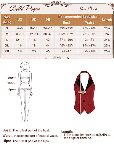 Belle Poque Women's Versatile Suit Vest Vintage Waistcoat Vest Halter Vest Top Uniform Black S