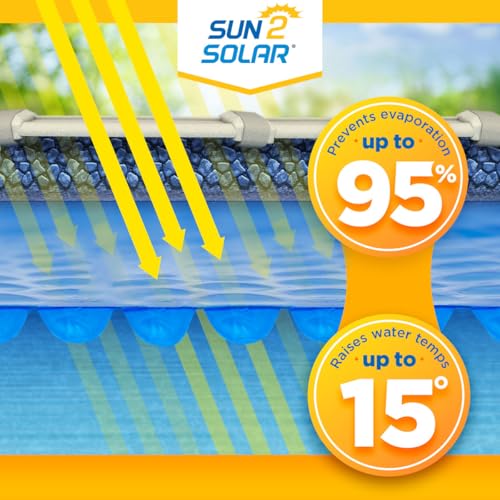 Sun2Solar Clear 30 ft Round Pool Solar Cover | 1200 Series | Heat Retaining Blanket for Inground and Above Ground Swimming Pools | Harness The Sun's Energy to Heat Pool | Bubble Heating Blankets