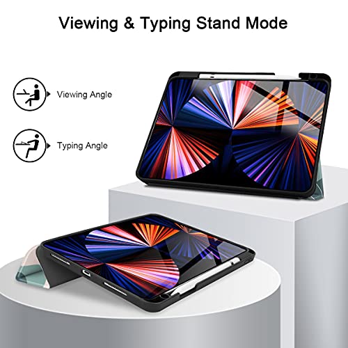 Tuiklol Case for M2 iPad Pro 12.9 inch Generation 6th/5th/4th/3rd 2022 2021 2020 2018 Release - Built in Pencil Holder Slim Protective Stand Back Cover with Auto Wake/Sleep iPad Cover,Moon and Star