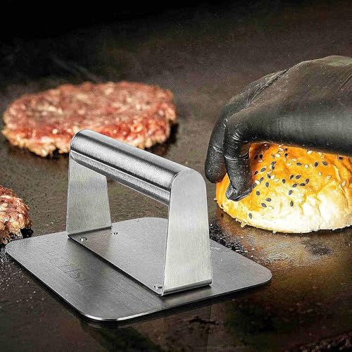 HULISEN Cheese Melting Dome & Smashed Burger Press, 5.5" Square Grill Press with 9" Basting Cover, Stainless Steel Burger Smasher, Griddle Accessories Kit for Flat Top Grill Cooking Indoor/Outdoor