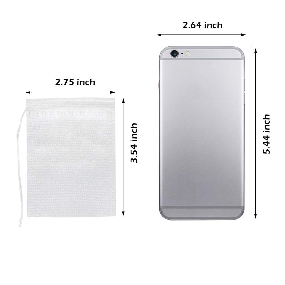 400 Pcs Tea Filter Bags Disposable Empty Tea Bags Cotton Drawstring Seal Tea Infusers Bag for Loose Leaf Teal(3.54 x 2.75 inch)