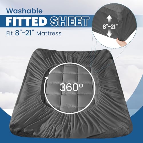 Pillow Top Mattress Topper Twin Size, AprLeaf 3 Inch Dual Layer Mattress Topper, 1 Inch Cooling Pillow Topper and 2 Inch Gel Memory Foam Mattress Topper for Back Pain
