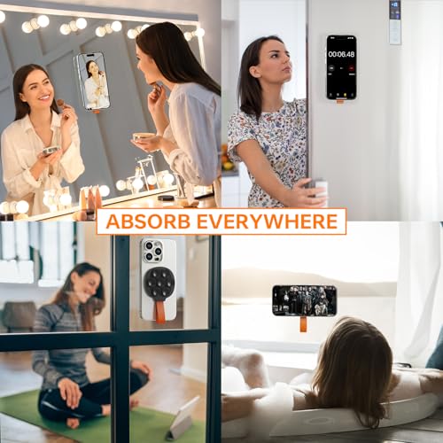Magnetic Suction Cup Phone Mount, Ultra-Comfort Silicone Suction Grip Holder Stand for MagSafe, Hands-Free Mirror Shower Phone Holder Mount for TikTok/Video/Selfies/Shower