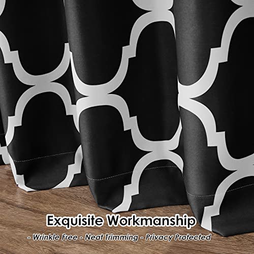 Melodieux Moroccan Wide Curtains Room Darkening Blackout Drape for Extra Wide Window, Patio Sliding Glass Door, 1 Panel (100 x 84 Inch, Off White/Royal Blue)