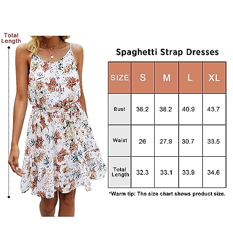 PRETTYGARDEN Short Summer Dresses for Women 2024 Casual Spaghetti Strap Mini Dress Sexy Sleeveless Boho Beach Sundress(Apricot,Small)