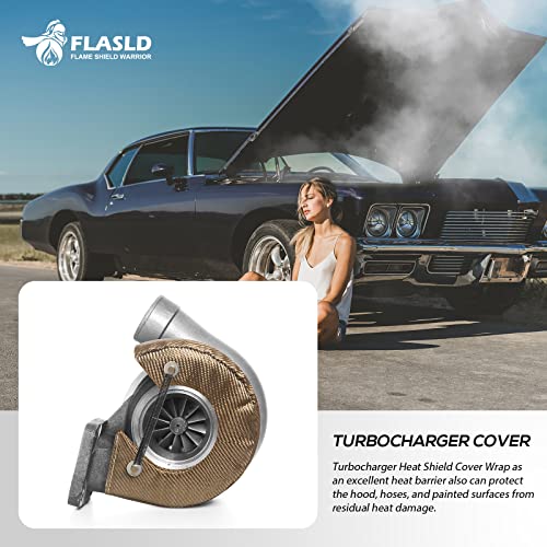 FLASLD Titanium Turbo Blanket T3 cover for Turbocharger Thermal Heat Shield Cover with Fastener Springs
