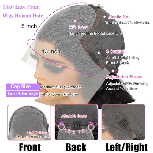 JTMMP Body Wave 13x6 HD Lace Front Wigs Human Hair Pre Plucked 18 Inch Brazilian Virgin Chocolate Brown 200% Density Frontal Wigs Human Hair Coloed #4 Brown Glueless Wigs Human Hair for Women