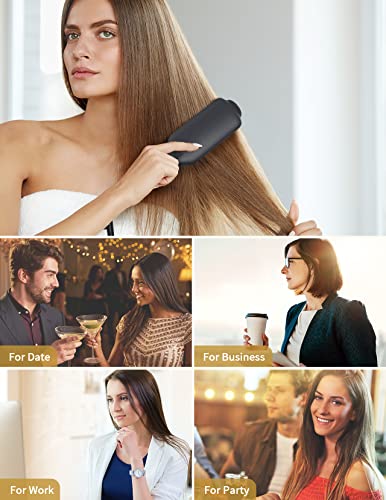 LANDOT Hair Straightening Brush Straightener: Negative Ion Ceramic Heated Hot Brush for Smooth Frizz-Free Hair - Dual Voltage 100-240V & 12 Temp Settings 250°F to 450°F