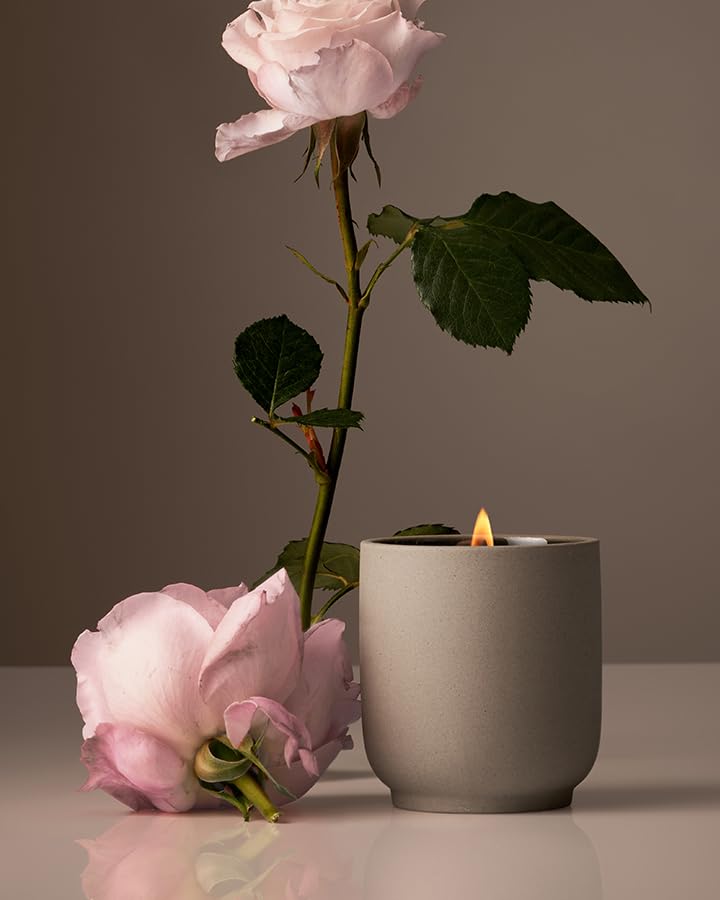 Homecourt Luxury Scented Candle, Steeped Rose Scent, 60-Hour Burn Time, Soy Wax Blend, Organic Candle Wicks for Candle Making - Reusable Ceramic Vessel, 8 Oz