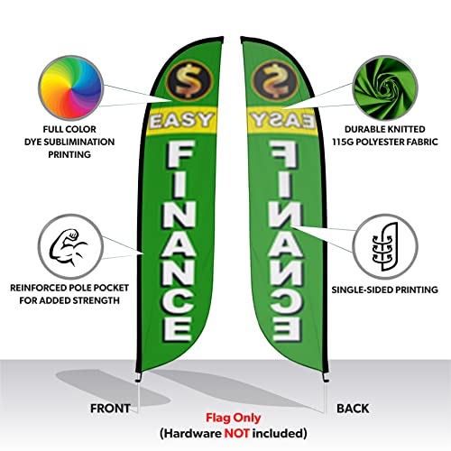 LookOurWay Feather Flag Banner - 12 Feet Tall Advertising Flags for Outdoor Business and Events Promotion - Swooper Flag Only - Car Dealership Flags - Easy Finance (10M1200239)