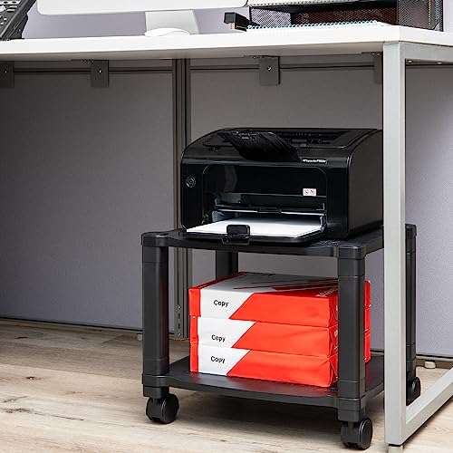 Mind Reader Rolling Printer Cart, Utility Cart, Printer Stand, Under Desk Storage, Office, 17.25"L x 13.5"W x 14.25"H, Black