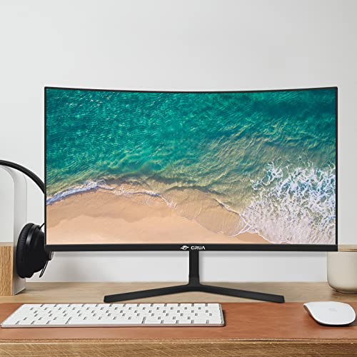 CRUA 24 Inch 144hz/180hz Curved Gaming Monitor, FHD 1080P Frameless Computer Monitors, Support AMD freesync Low Motion Blur, Eye Care, DP, HDMI, Compatible Wall Mountable Installs-Black