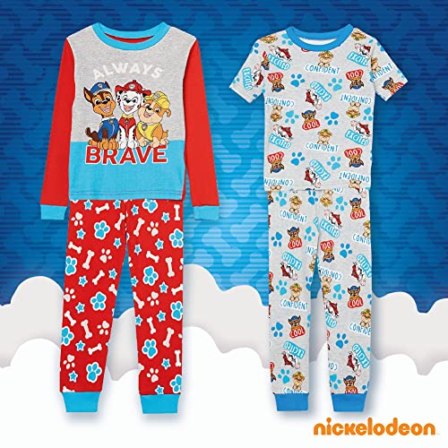Nickelodeon Boys' Paw Patrol 6-Piece Snug-fit Cotton Pajama Set, Soft & Cute for Kids, Grey/Red/Blue, 2