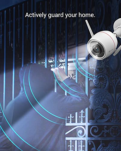 EZVIZ 2K Outdoor Camera for Home Security, WiFi Surveillance Camera Outside with Color Night Vision, No Subscription with Two-Way Talk, Motion Detection, IP67, Alexa/Google, 256 SD | C3TN 3MP