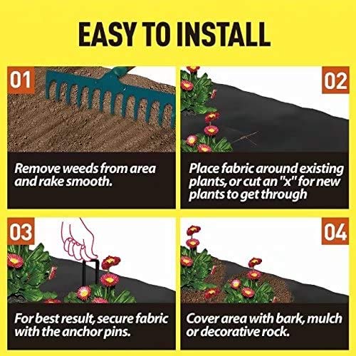 Agfabric 3x100 Ft Landscape Fabric Weed Barrier Ground Cover Garden Mats for Weeds Block in Raised Garden Bed